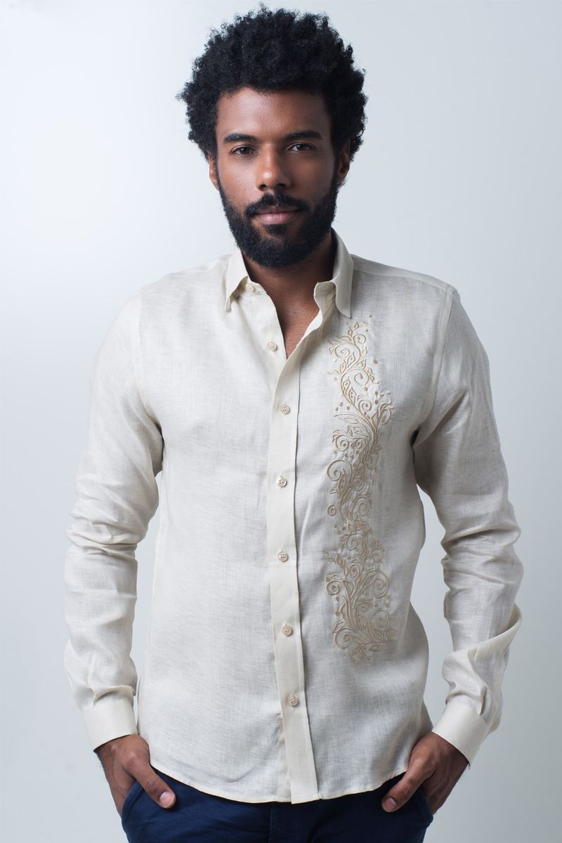 calça de cambraia de linho masculina