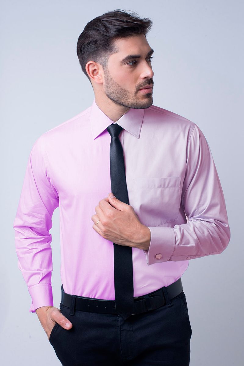 camisa rosa masculina social