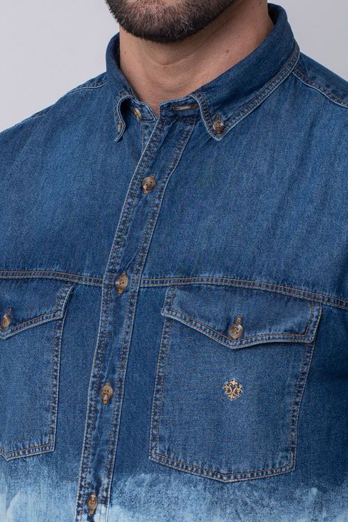 Camisa Slim Jeans Azul Escuro 17206725