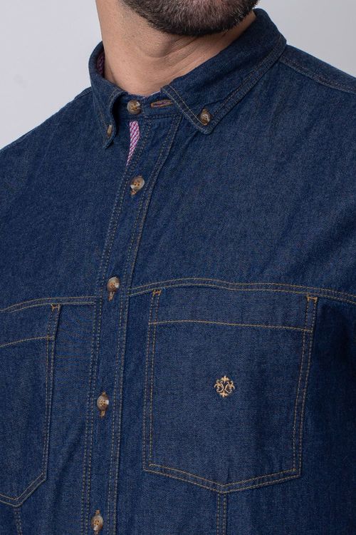 Camisa Slim Jeans Azul Escuro 35105646