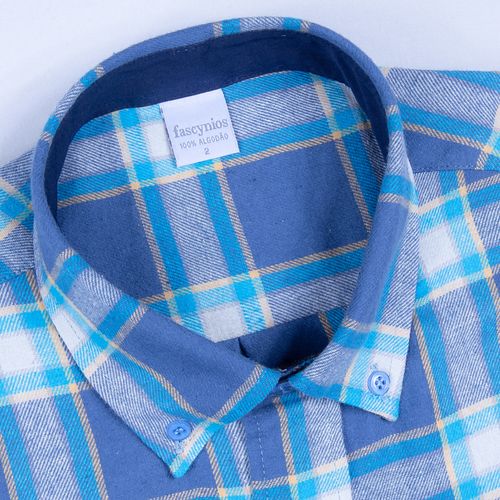 Camisa Xadrez em Flanela Azul Claro 00810100