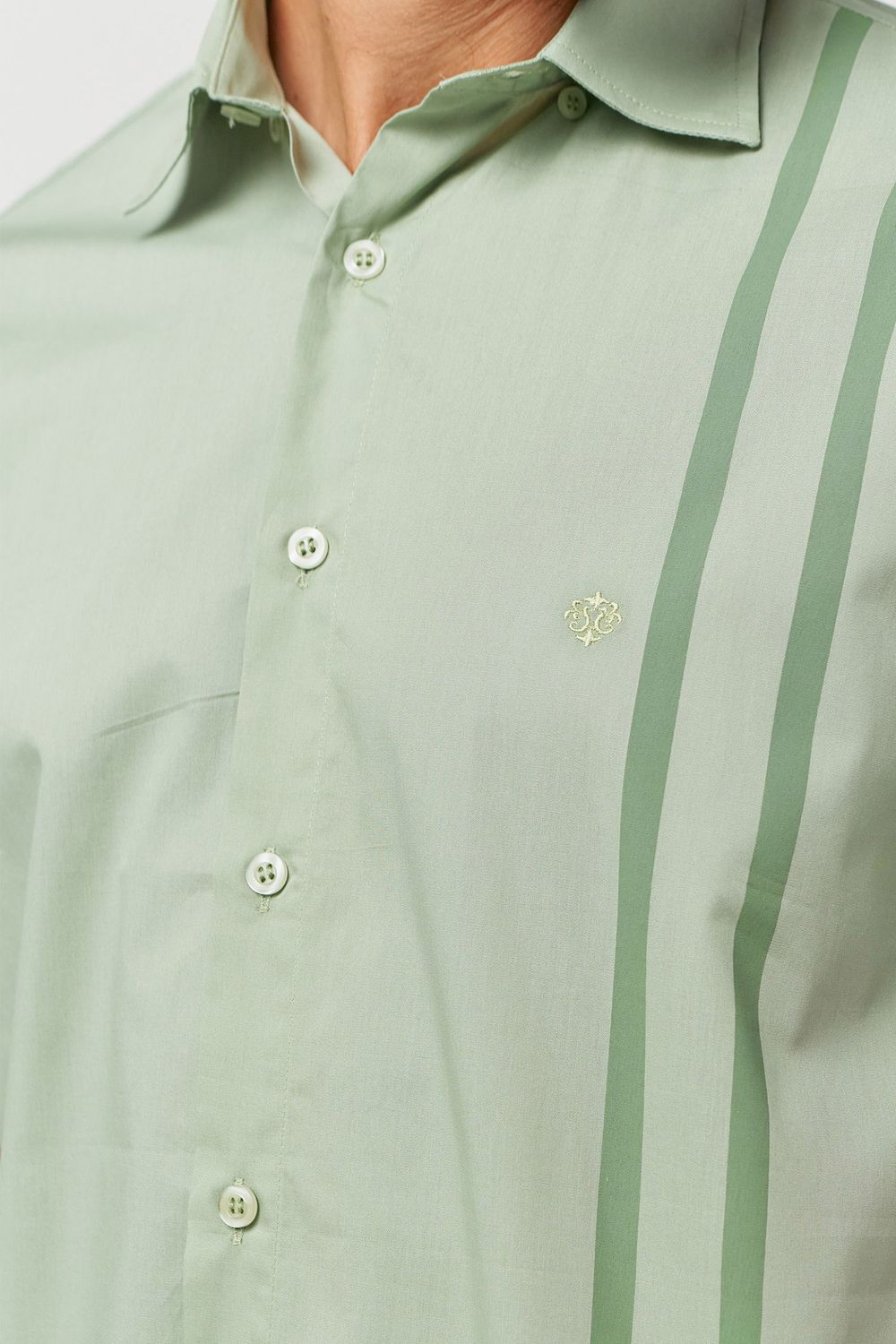 Camisa Estampada Algodão Fio 50 Verde 40010211