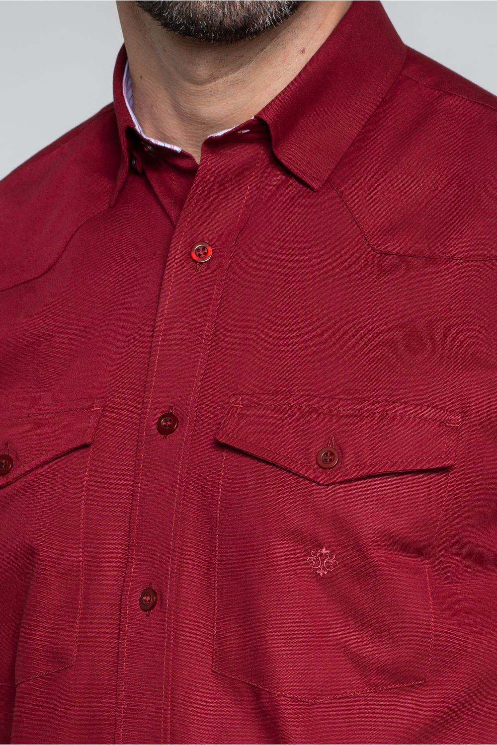 Camisa Sarjada Algodão Fio 40 Bordo