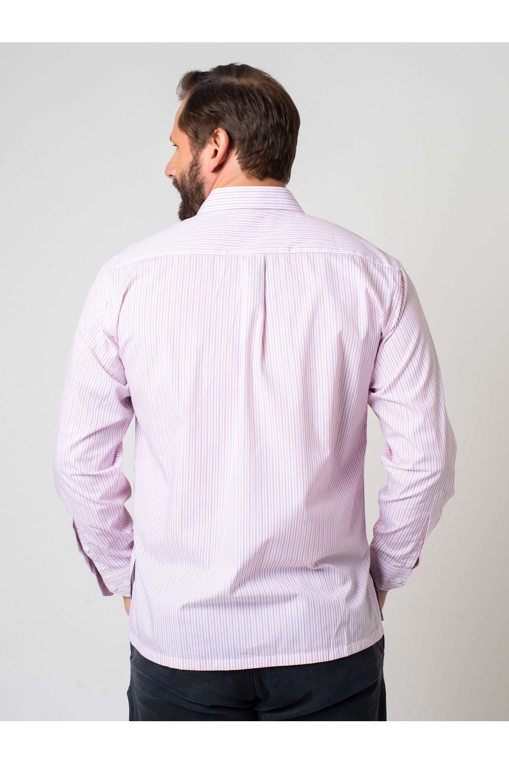 Camisa Listrada Algodão Fio 60 Rosa