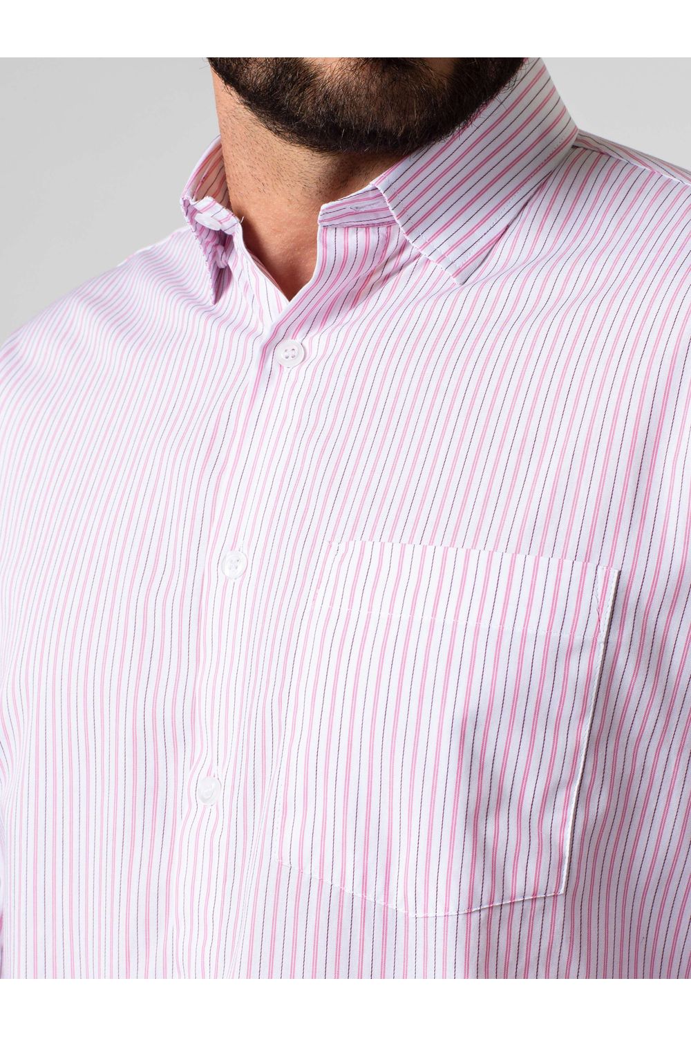 Camisa Listrada Algodão Fio 60 Rosa