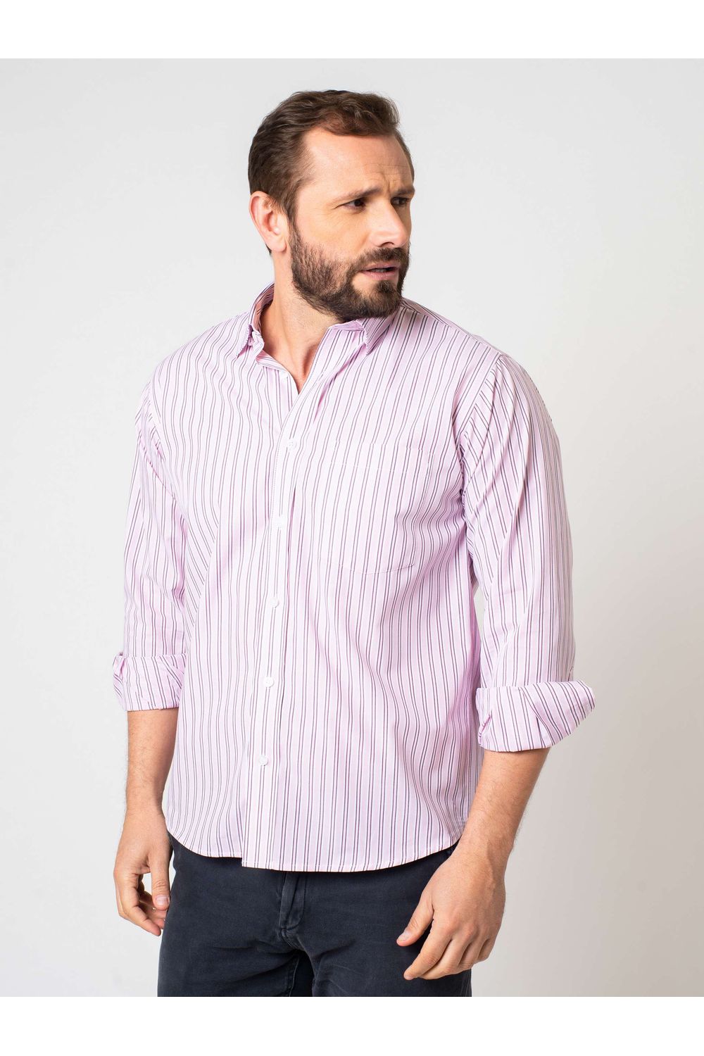 Camisa Listrada Algodão Fio 60 Lilás