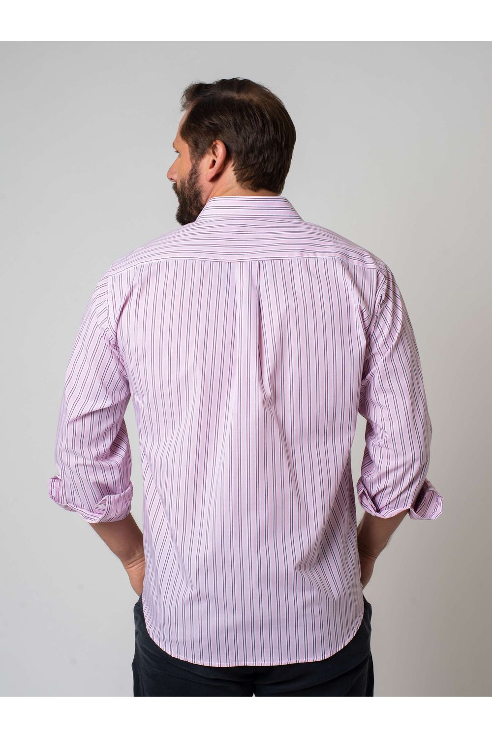 Camisa Listrada Algodão Fio 60 Lilás