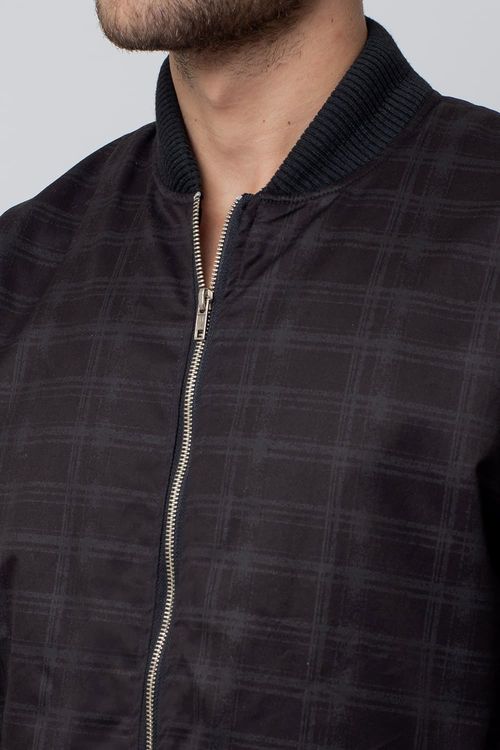 Jaqueta Bomber Estampada Preto
