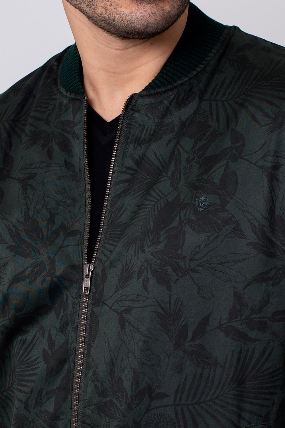Jaqueta Bomber Estampada Verde