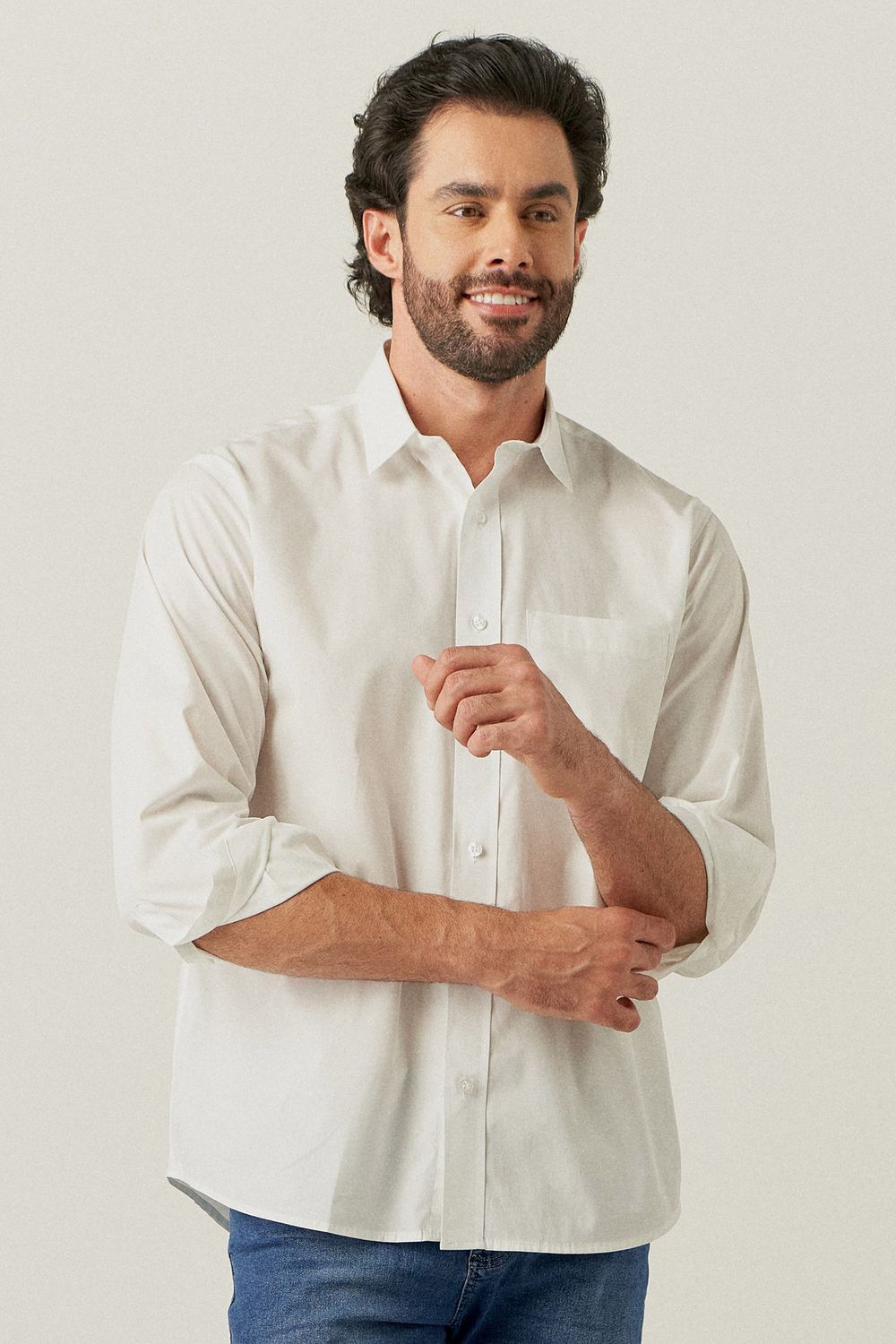 Camisa Social Algodão Fio 60 Branco