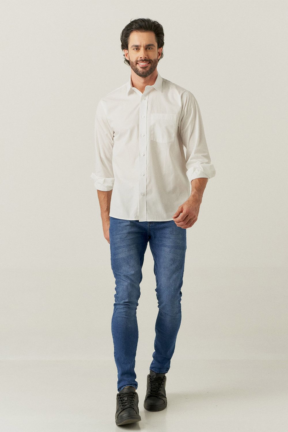Camisa Social Algodão Fio 60 Branco