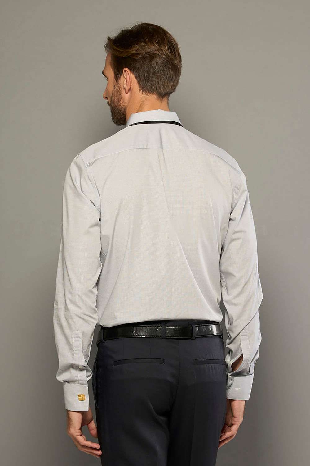 Camisa Social Slim Algodão Fio 80 Azul
