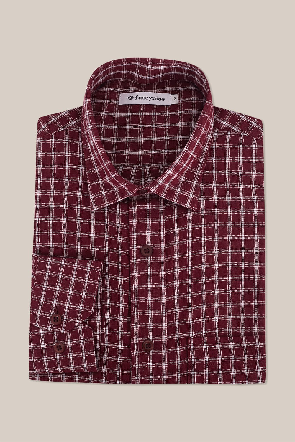 Camisa Xadrez em Linho c/ Algodão ML Bordo