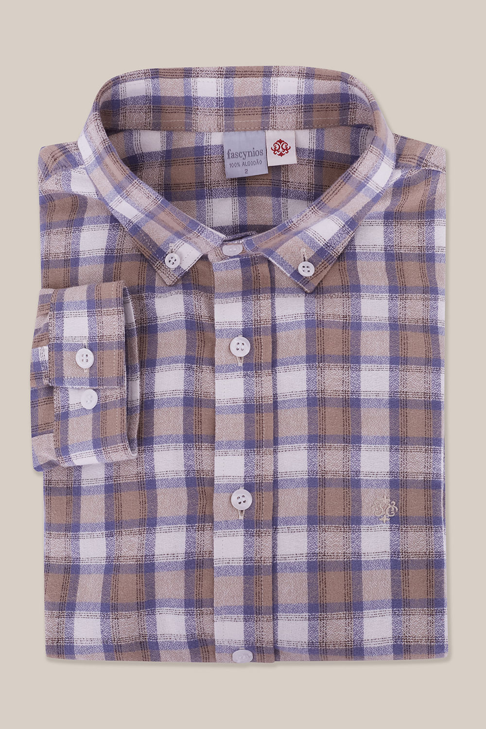 Camisa Xadrez em Flanela Slim ML Creme