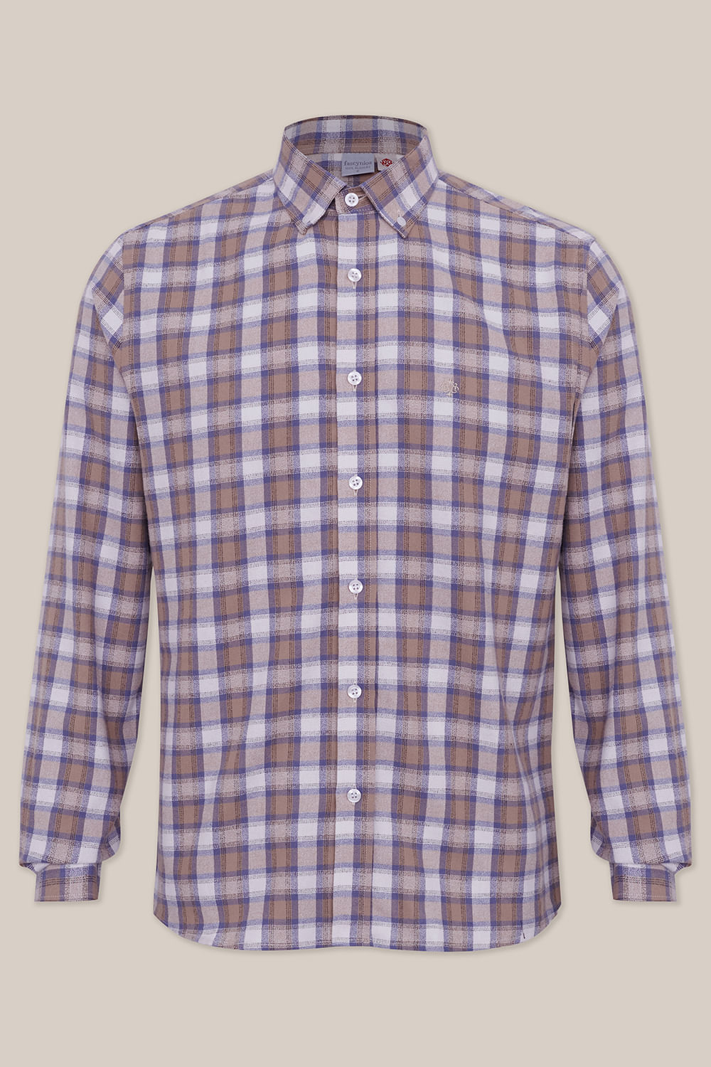 Camisa Xadrez em Flanela Slim ML Creme