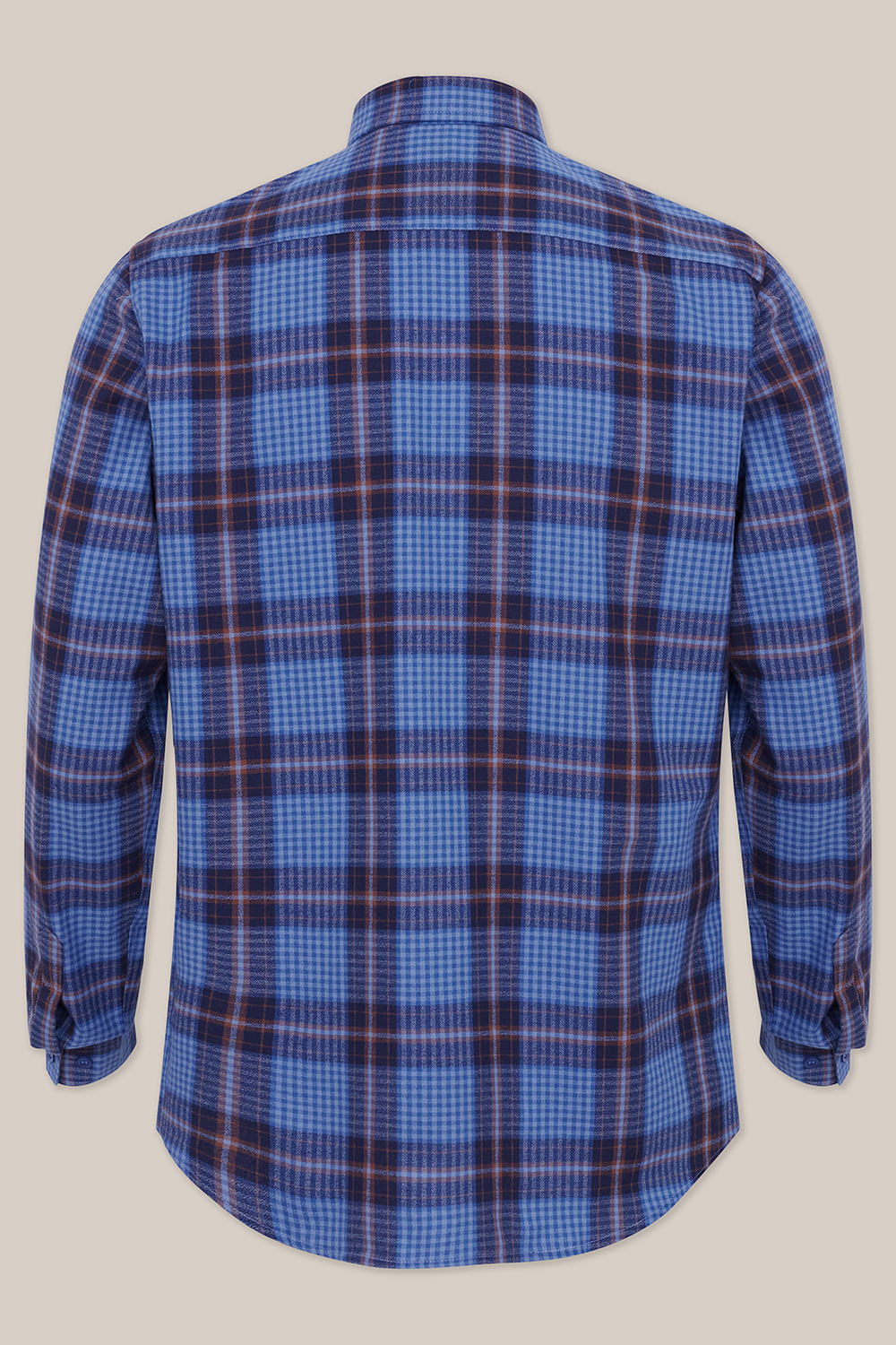 Camisa Xadrez em Flanela Slim ML Azul