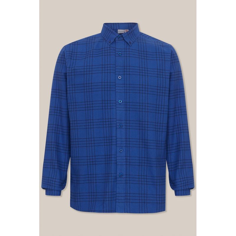 Camisa Xadrez Slim Flanela ML Azul Escuro