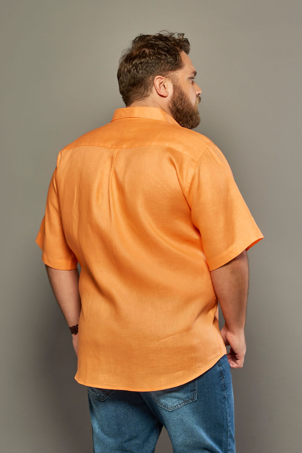 Camisa Puro Linho MC Laranja