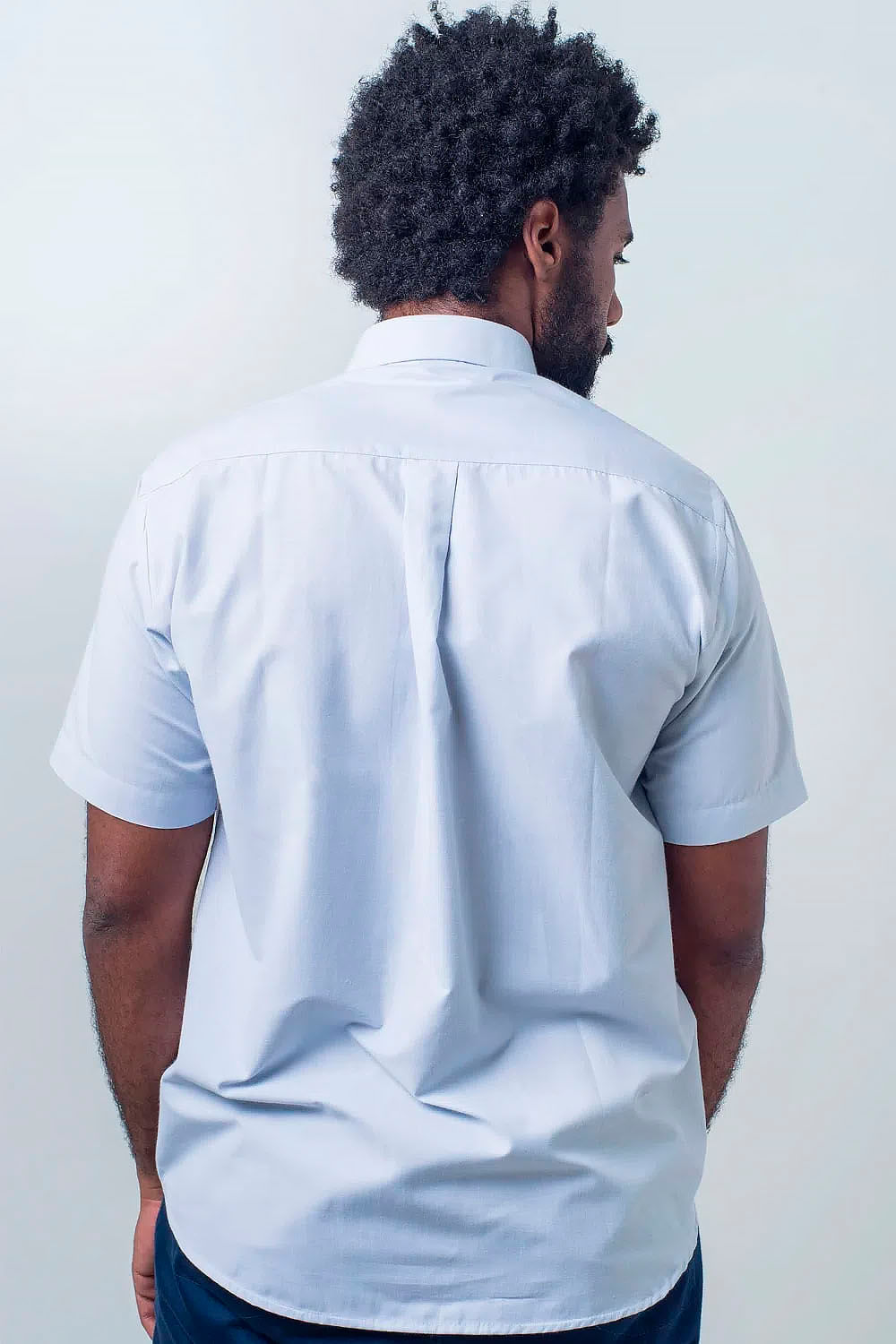 Camisa Algodão Misto Fil-a-Fil MC Cinza
