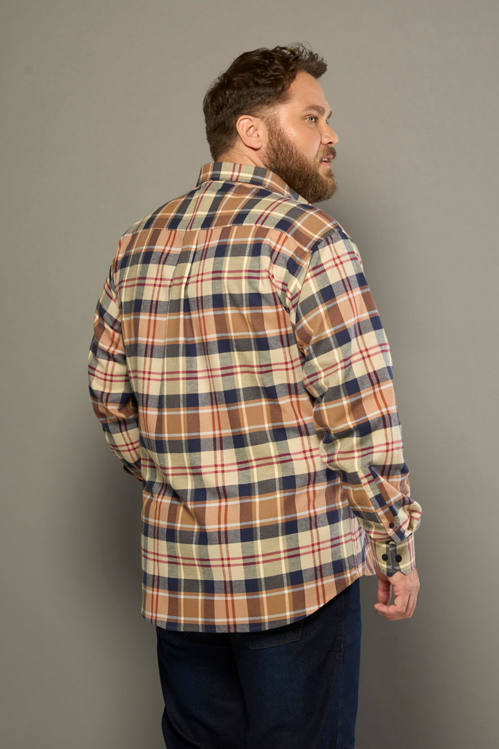 Camisa Xadrez em Flanela ML Azul Escuro
