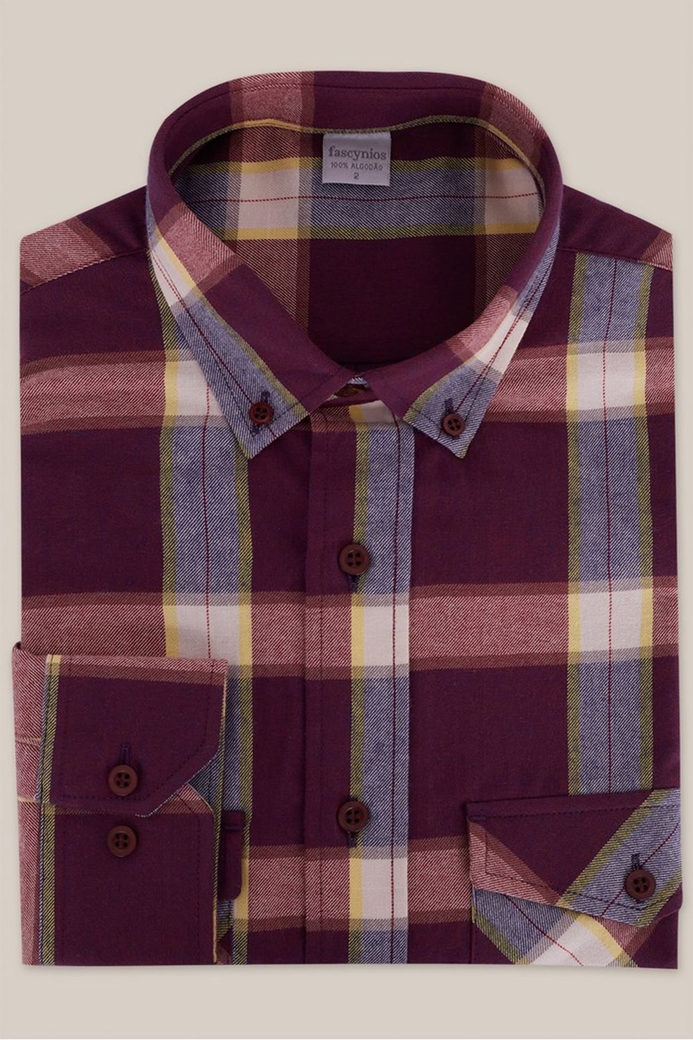 Camisa Xadrez em Flanela ML Bordo