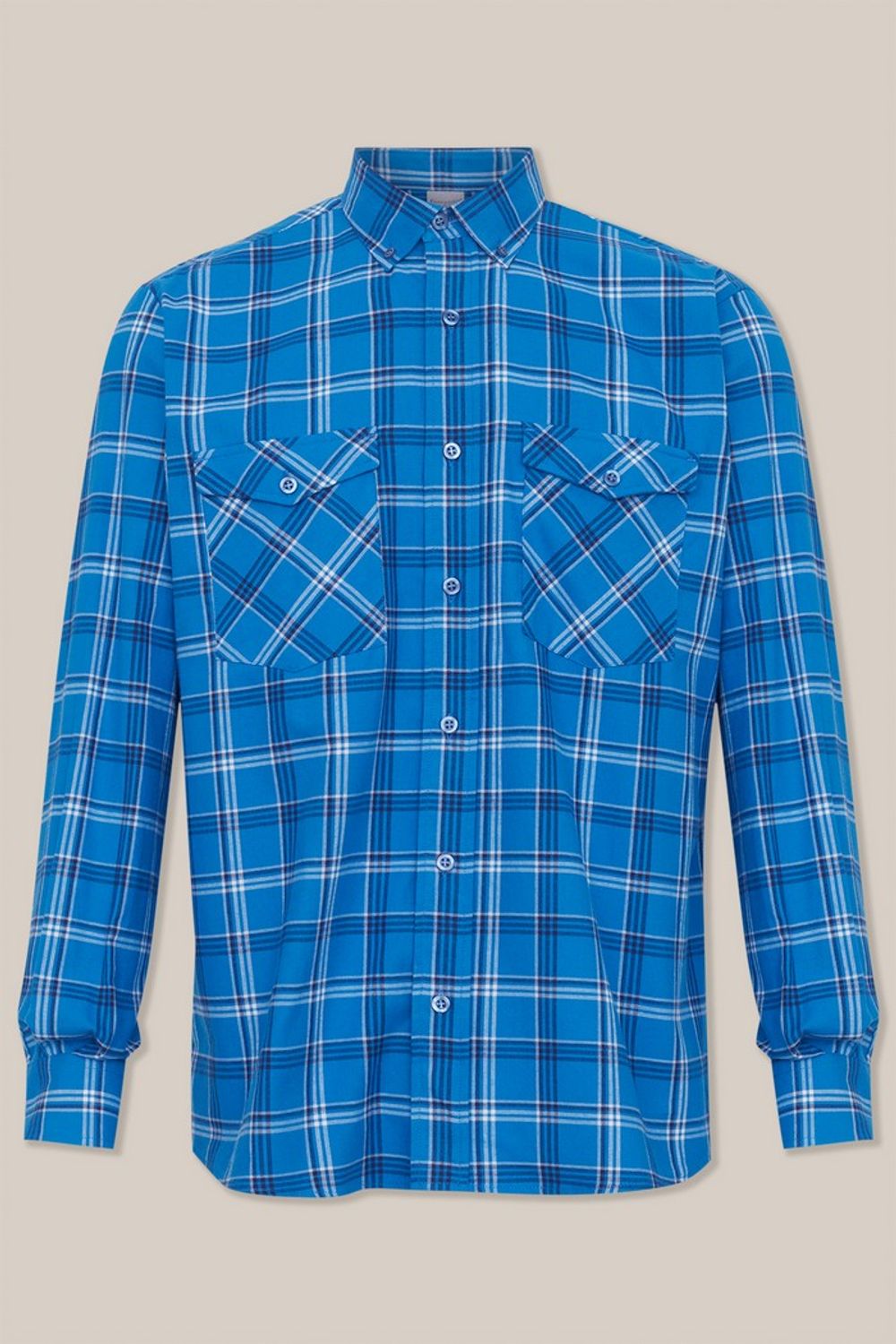 Camisa Xadrez em Flanela ML Azul Médio