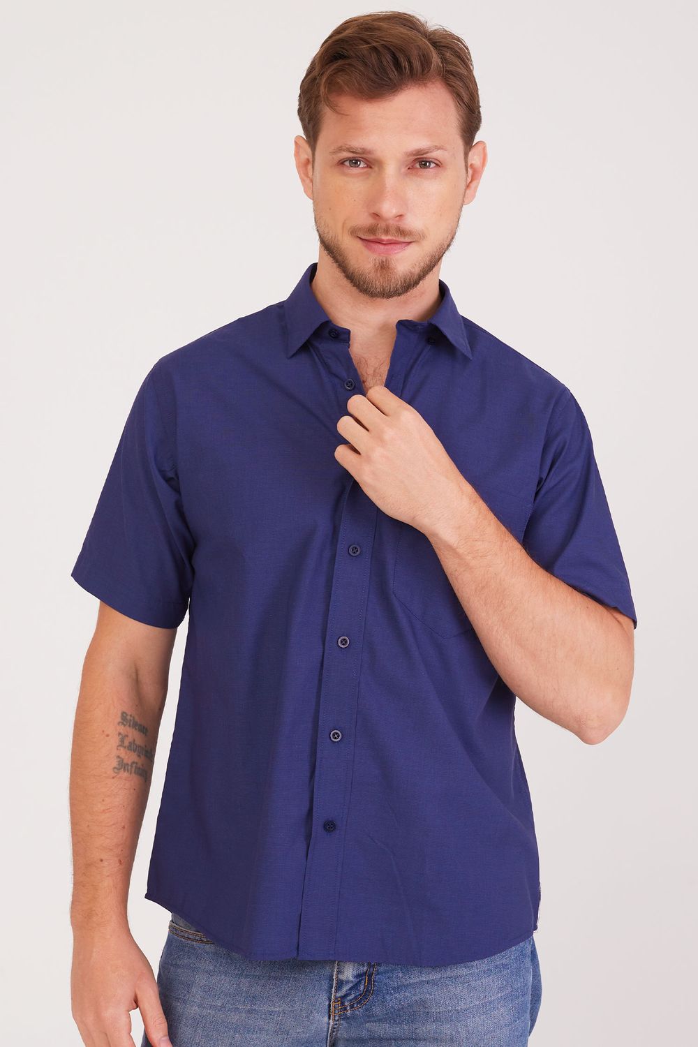 Camisa Algodão MC Azul Escuro