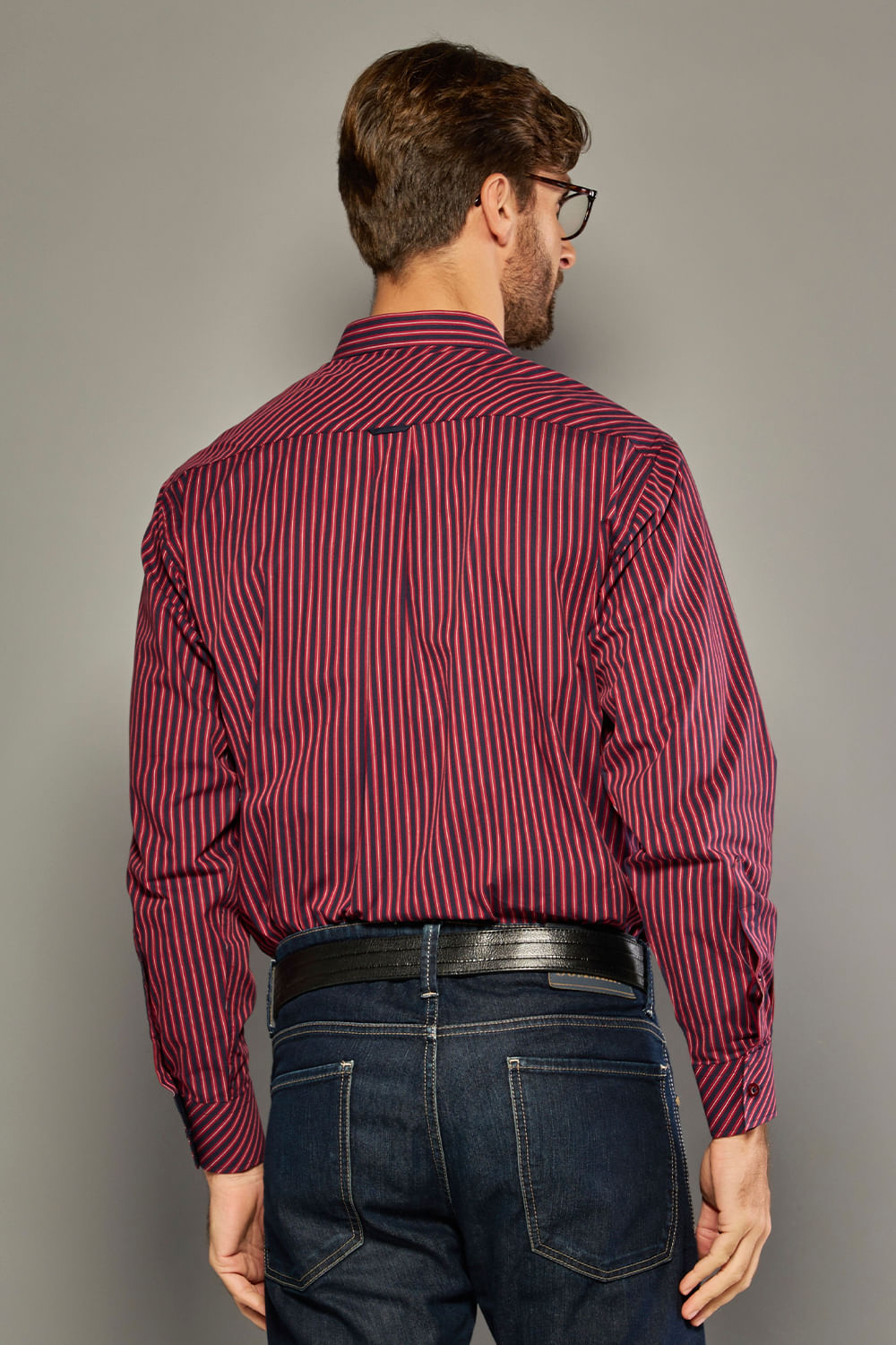 Camisa Listrada Algodão ML Bordo