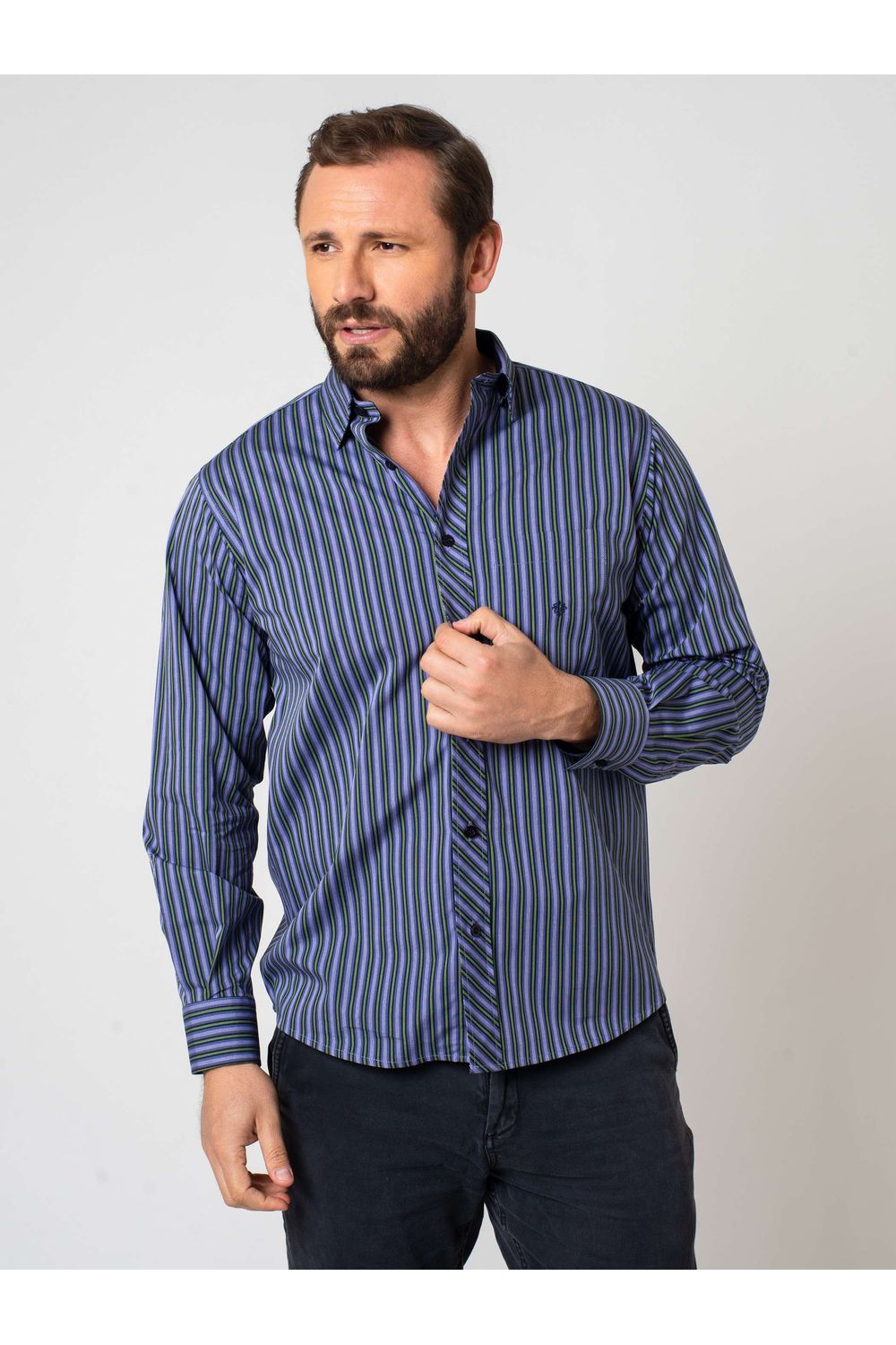 Camisa Listrada Algodão ML Lilás