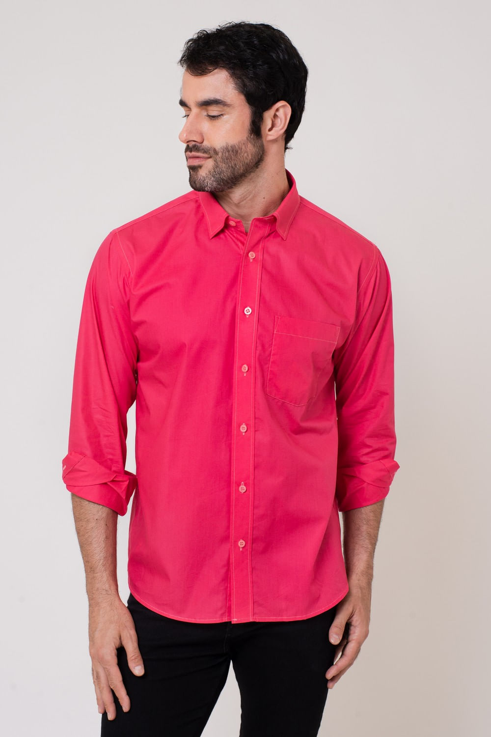 Camisa Algodão ML Rosa