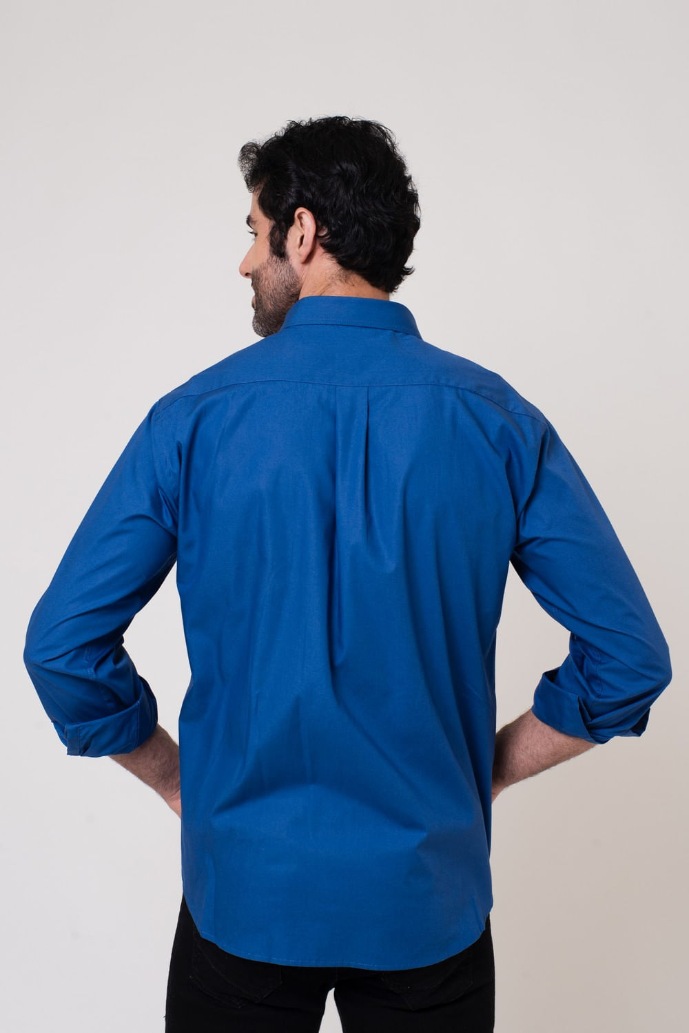 Camisa Algodão ML Azul Escuro