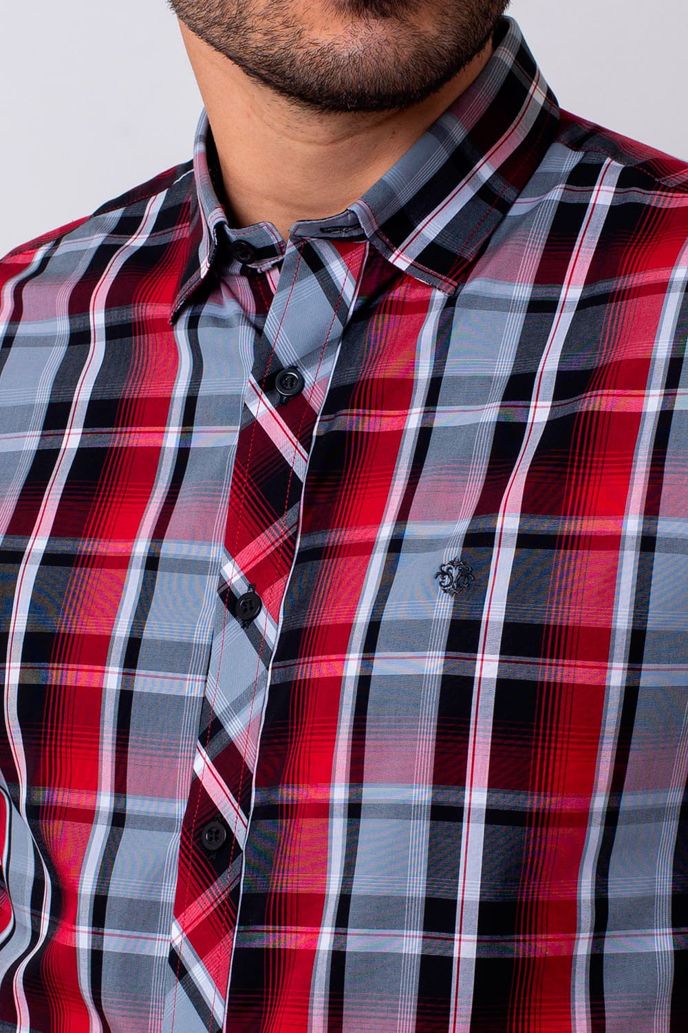 Camisa Slim Xadrez Algodão ML Vermelho