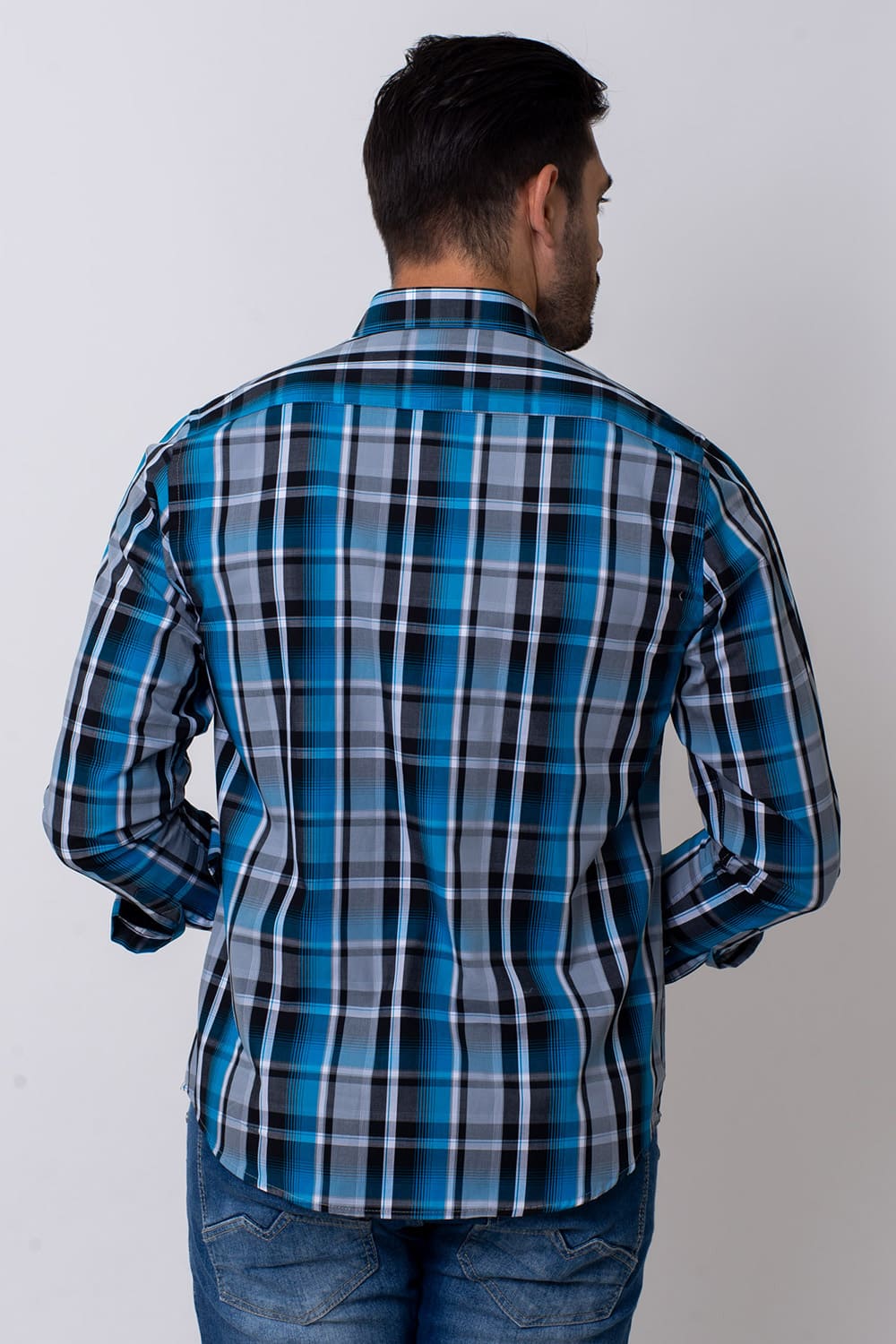 Camisa Slim Xadrez Algodão ML Azul