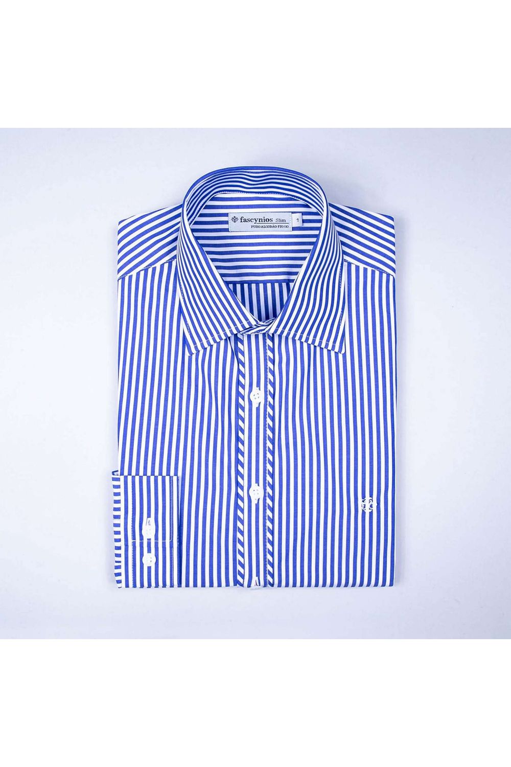 Camisa Slim Algodão Fio 80 ML Azul Escuro