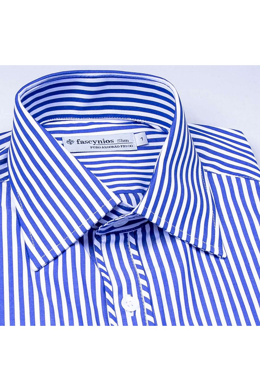 Camisa Slim Algodão Fio 80 ML Azul Escuro