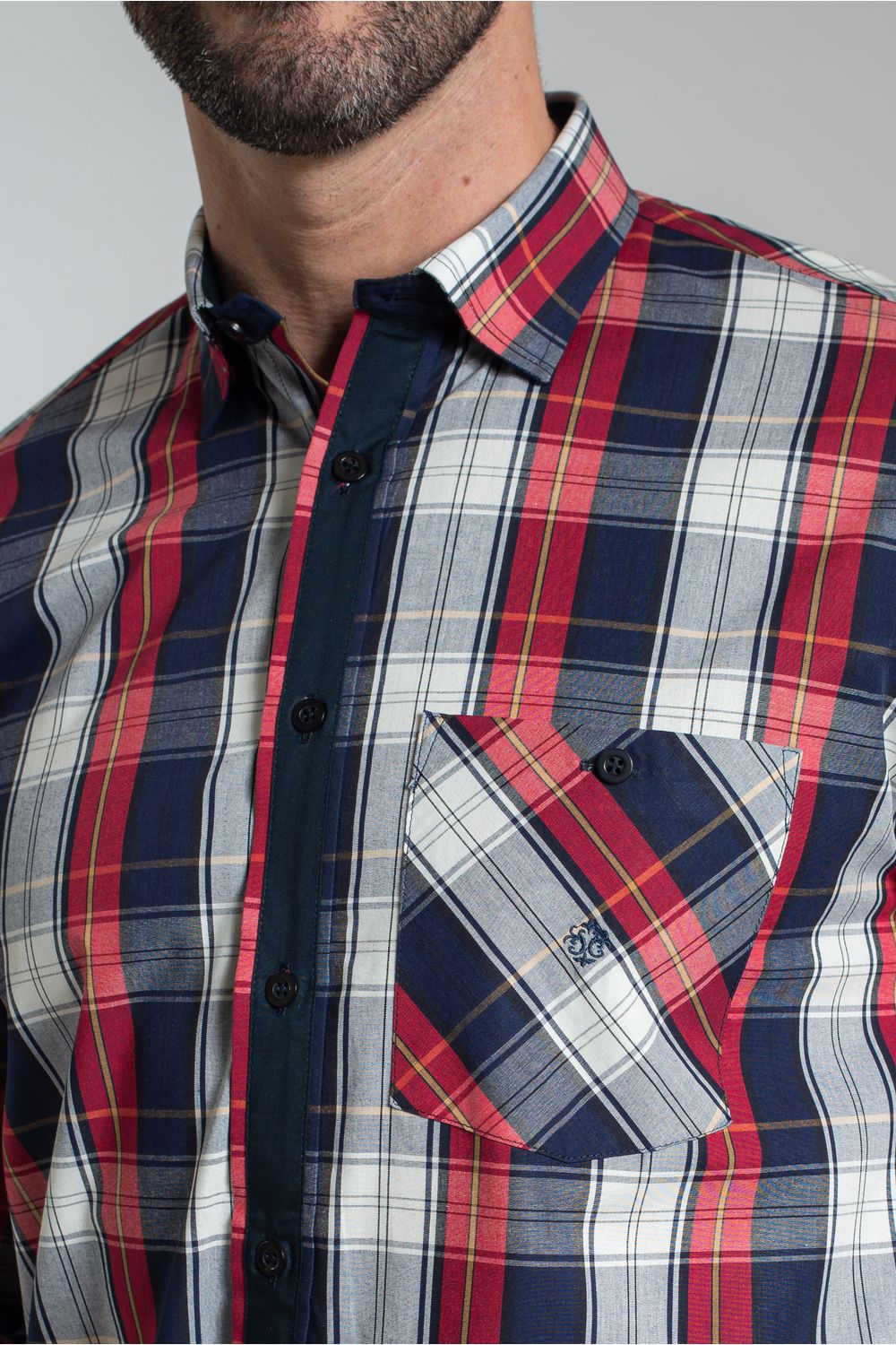 Camisa Xadrez Algodão ML Cinza