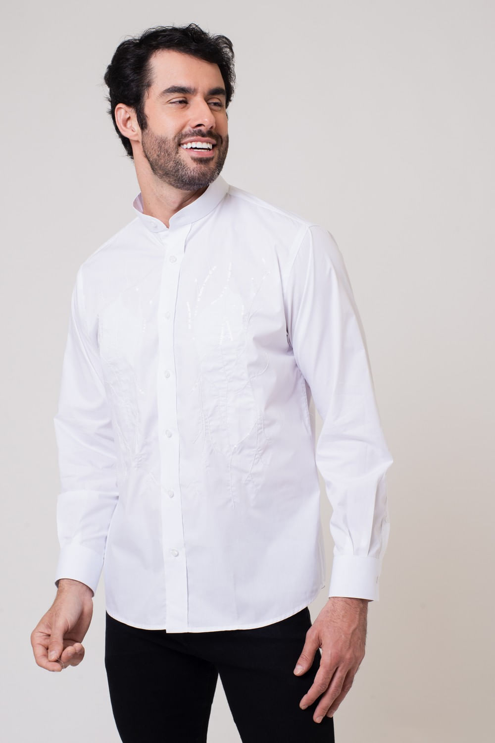 Camisa Bordada Algodão Fio 60 ML Branco