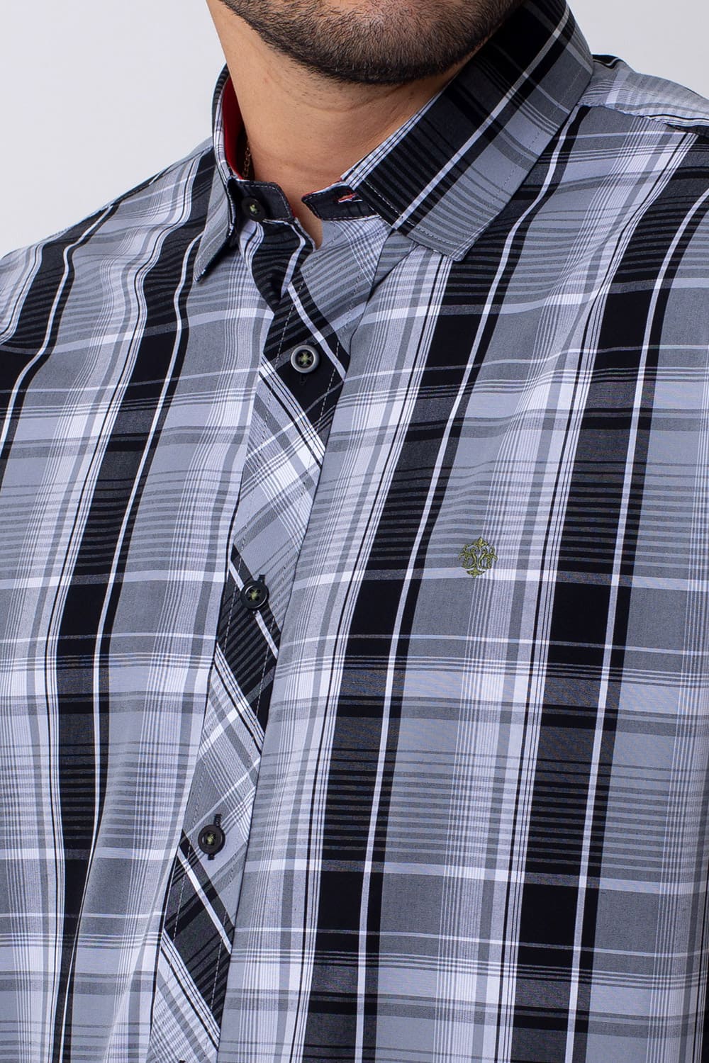 Camisa Xadrez Algodão ML Cinza