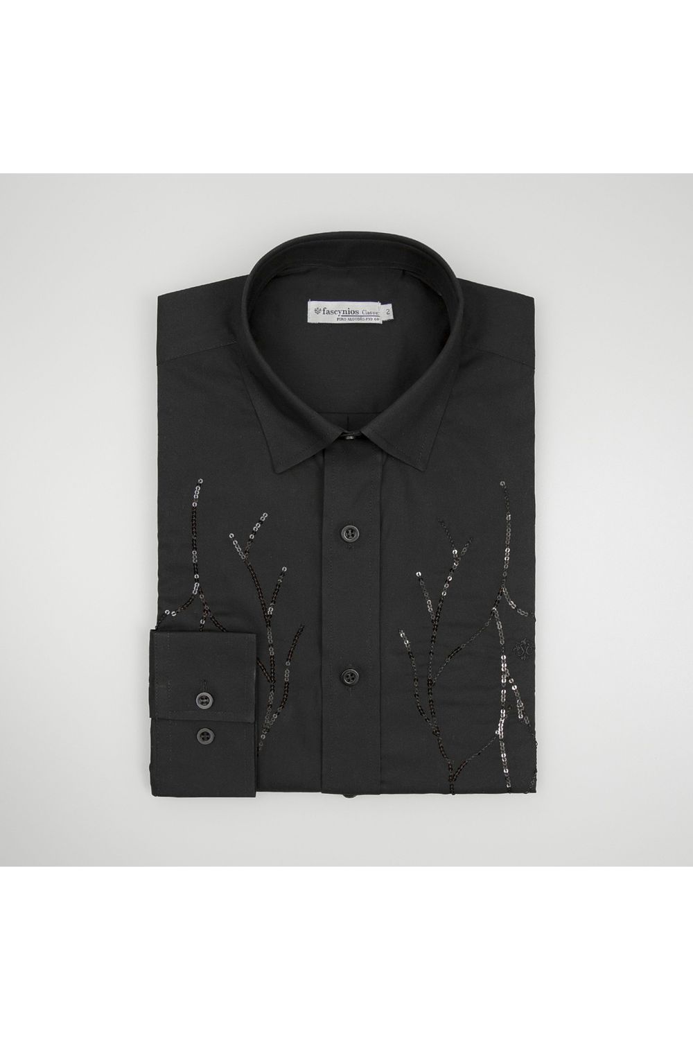 Camisa Bordada Algodão Fio 60 ML Preto