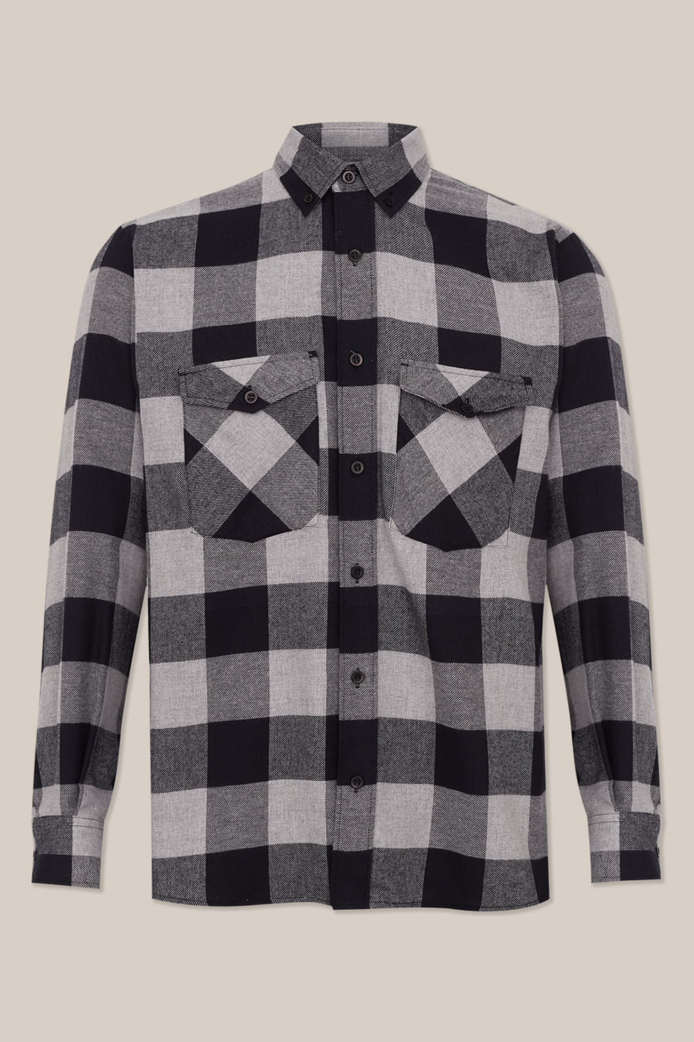 Camisa Xadrez em Flanela ML Preto