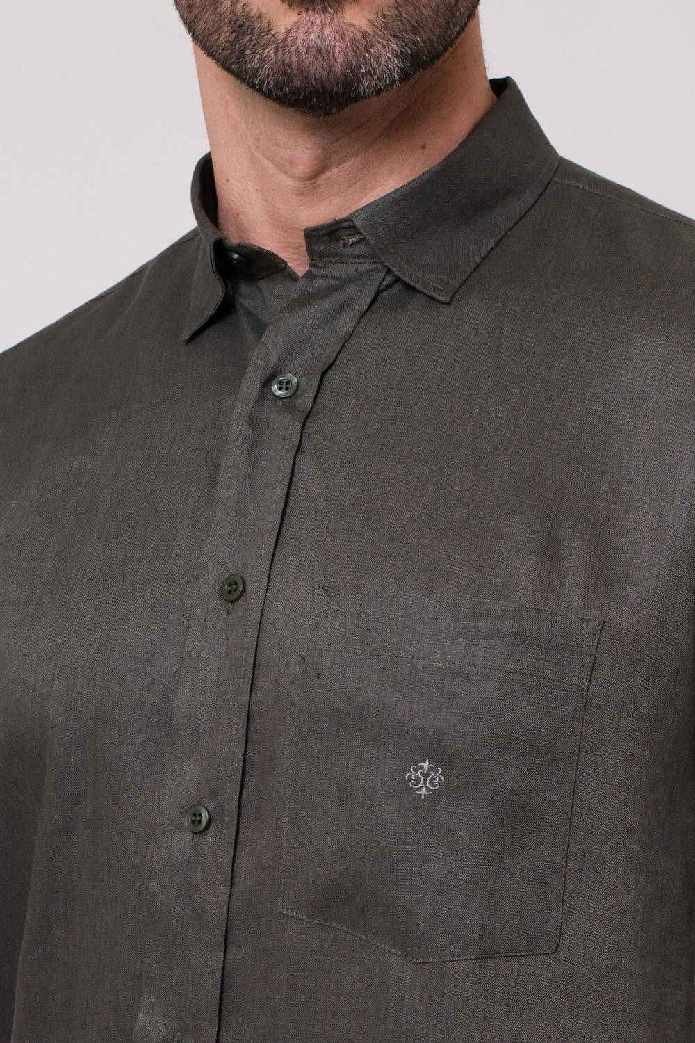 Camisa em Puro Linho MC Verde Médio