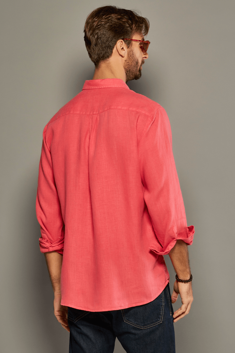 Camisa Slim Linho Tinturado ML Salmão