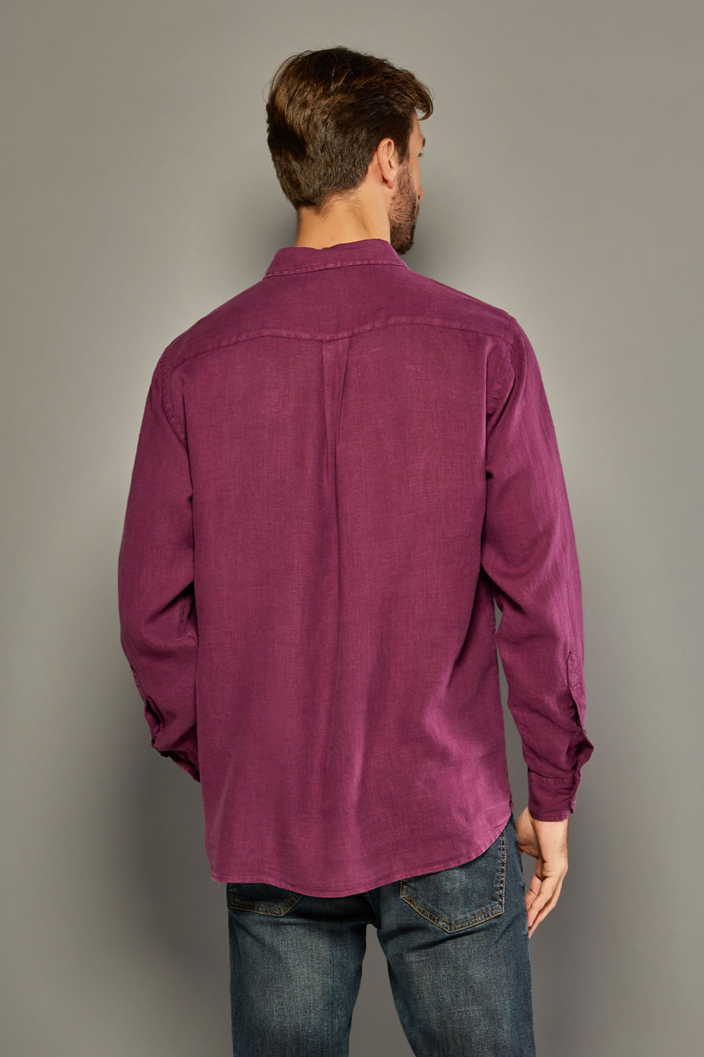 Camisa Slim Linho Tinturado ML Lilás