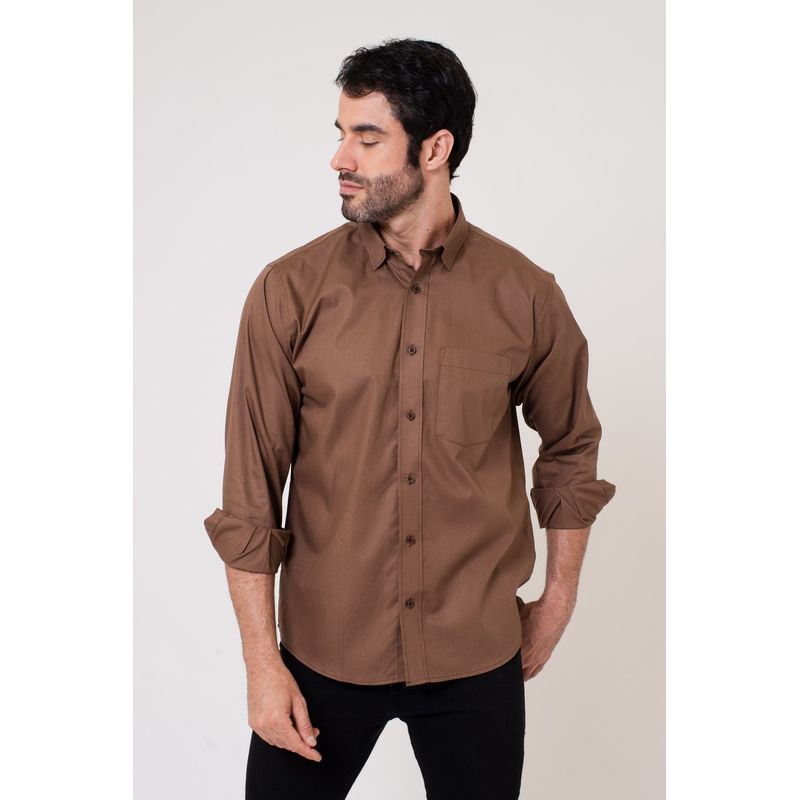 Camisa Algodão ML Azul Escuro