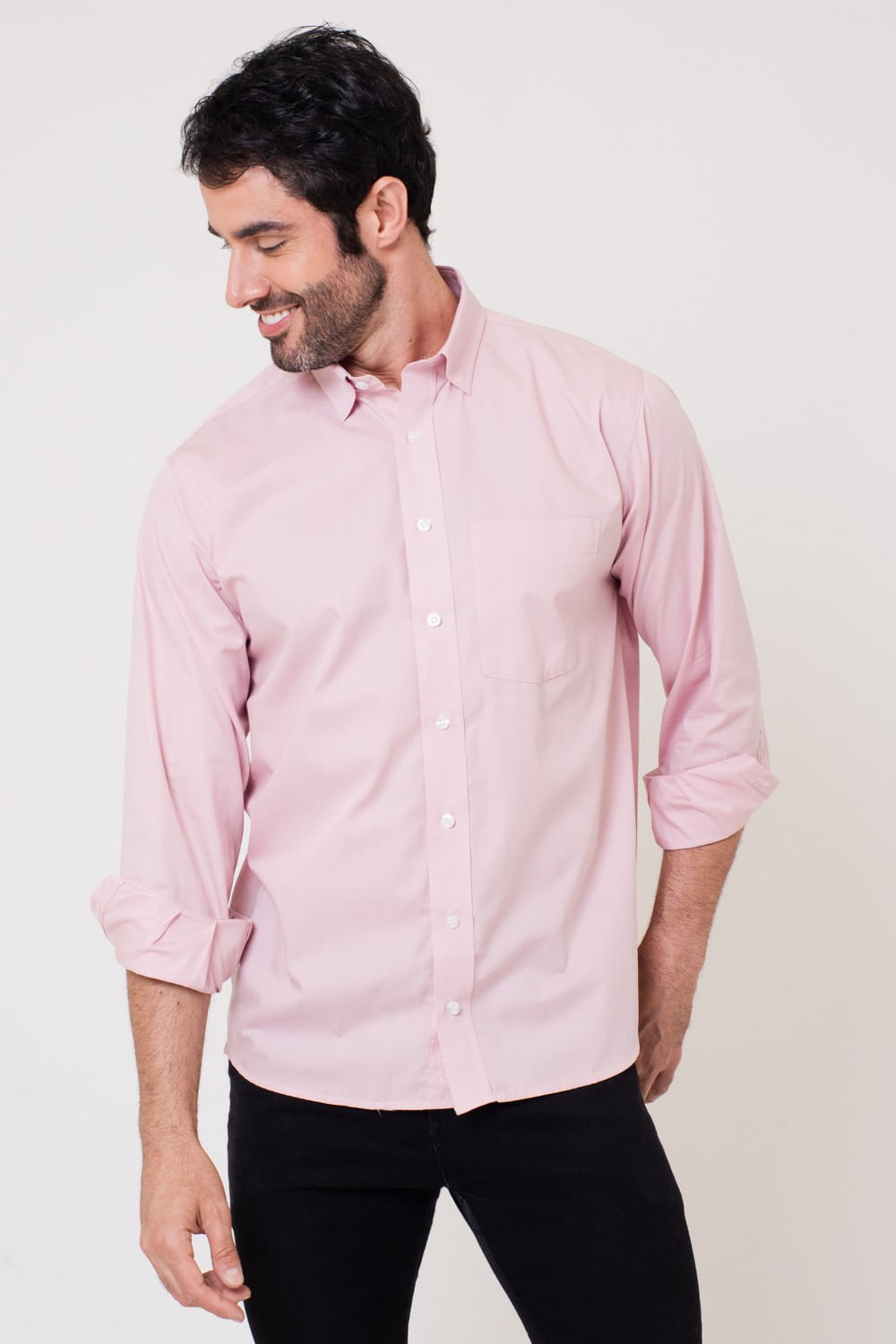 Camisa Algodão ML Rosa