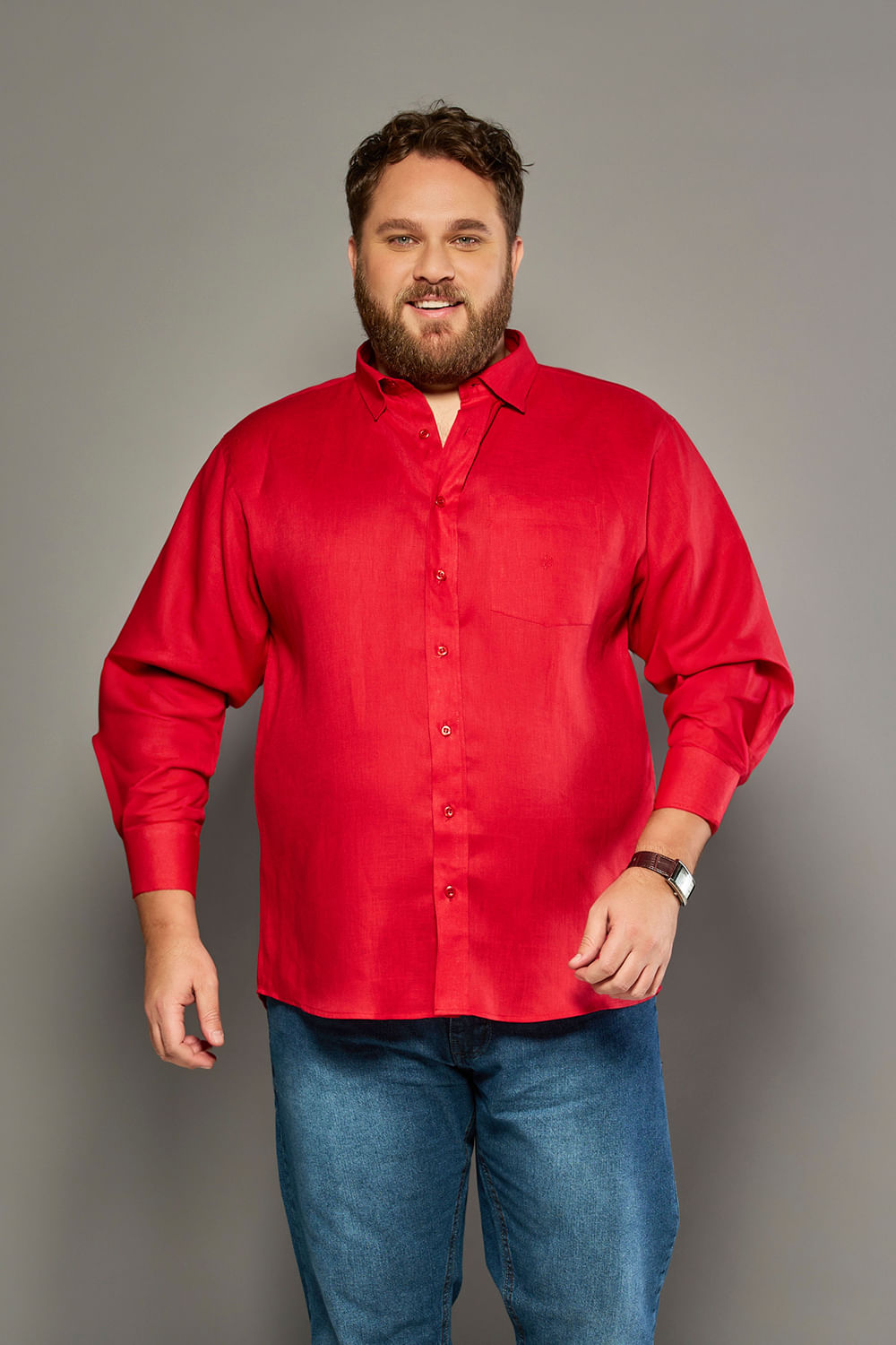 Camisa Puro Linho ML Vermelho