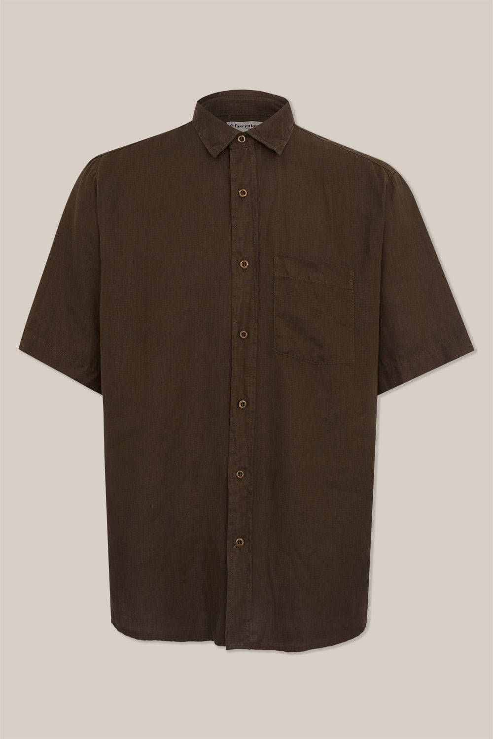 Camisa em Puro Linho Tinturado MC Marrom