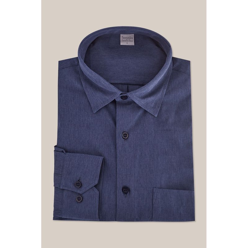 Camisa Microfibra com Elastano ML Azul Escuro