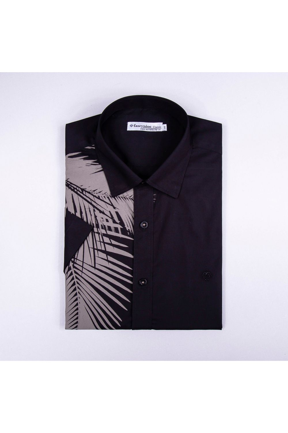 Camisa Estampa Localizada Algodão Fio 60 Preto