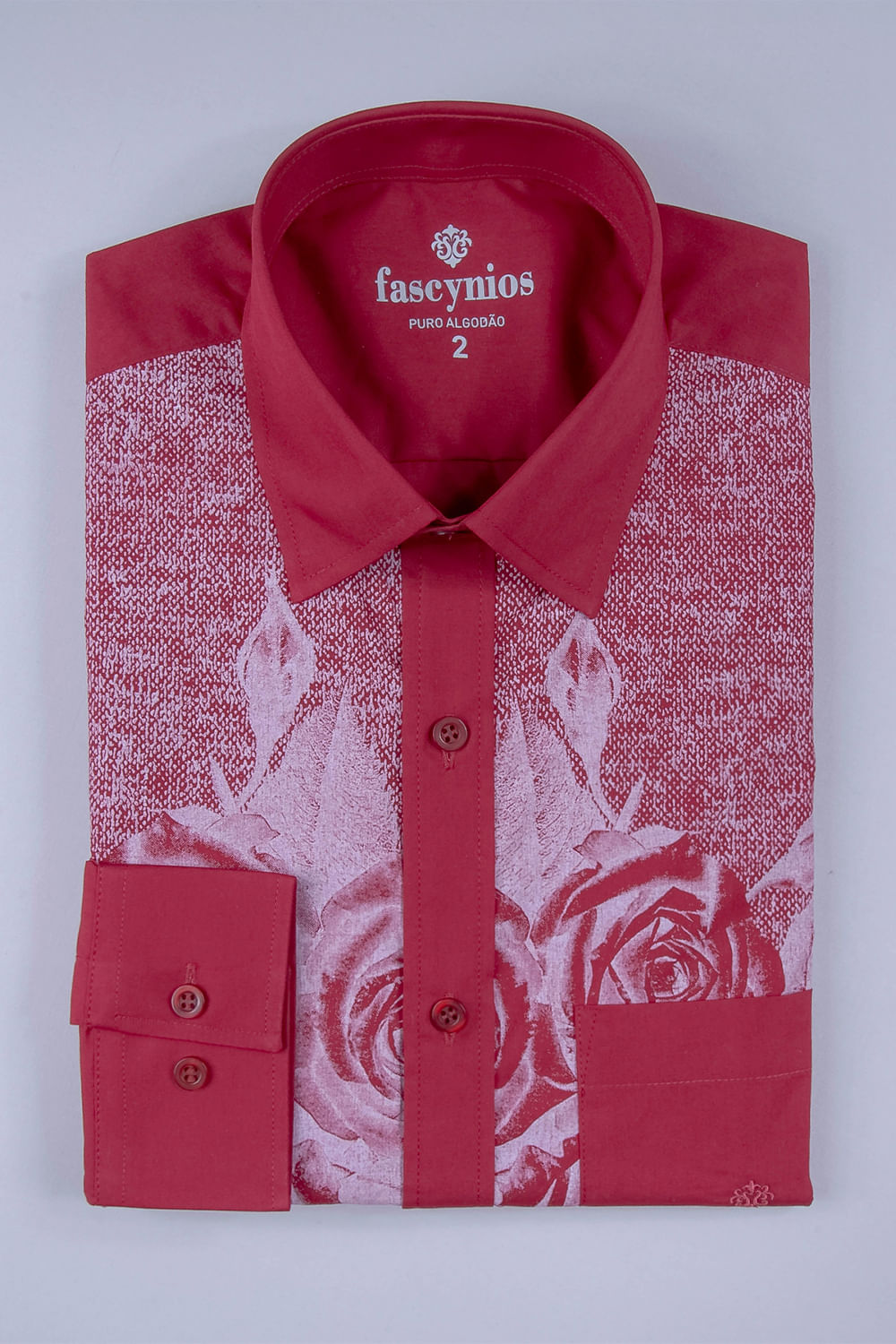 Camisa Estampa Localizada Algodão ML Bordo